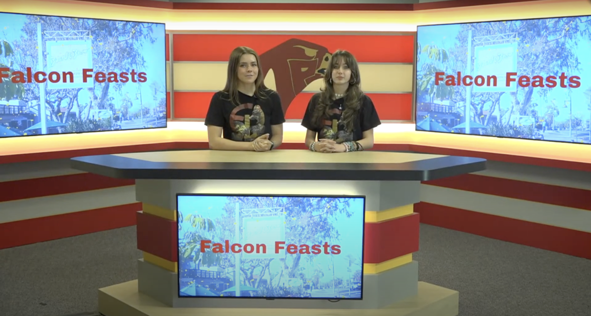 Katerina Wietfeldt and Catalina Baraya anchor the show. They introduced the Board & Brew Falcon Feasts segment. Photo courtesy of Chase Clabo. 